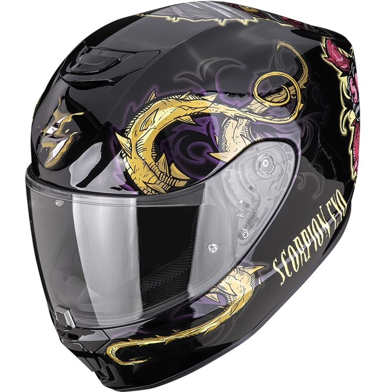 Casco integrale da moto Scorpion EXO-391 Mumia, colore nero camaleontico