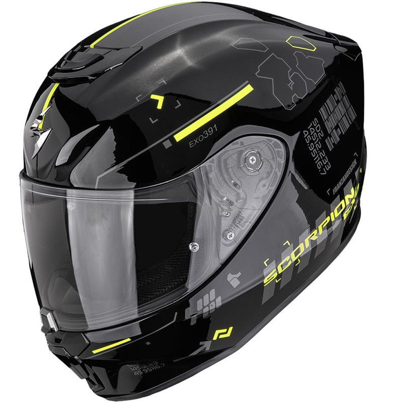 Casco integrale da moto Scorpion EXO-391 Iron nero-giallo fluo
