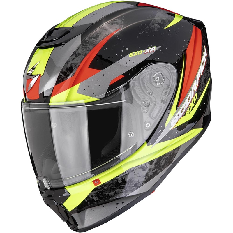 Casco da moto per bambini Scorpion EXO-JNR Air Tako nero-fluo giallo-rosso