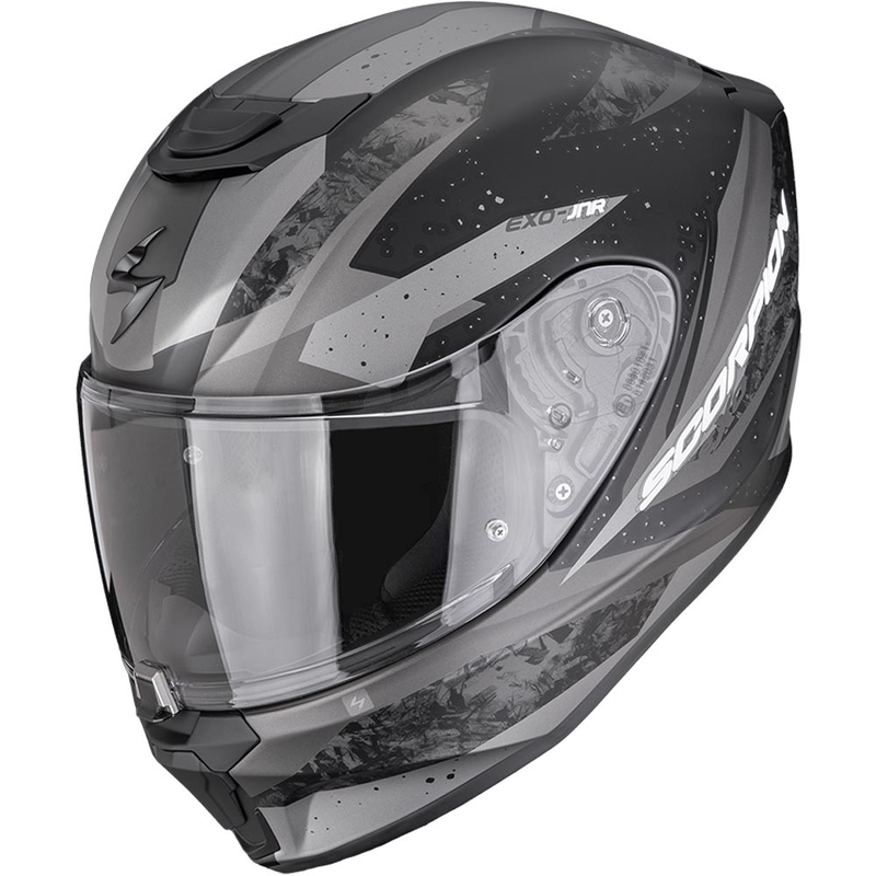 Casco da moto per bambini Scorpion EXO-JNR Air Tako, nero opaco-argento