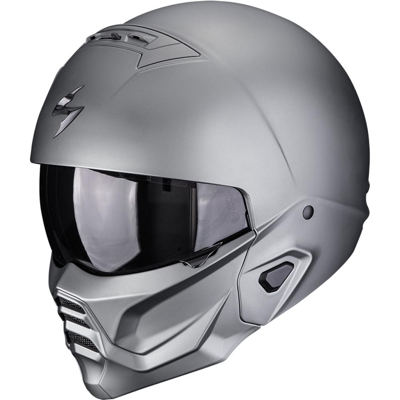 Casco modulare da moto Scorpion EXO-COMBAT II, tinta unita grigio titanio opaco.
