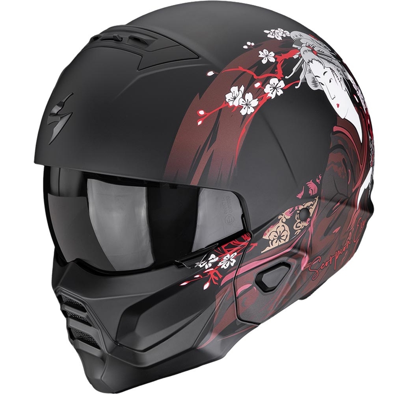Casco modulare da moto Scorpion EXO-COMBAT II Demure nero opaco-rosso
