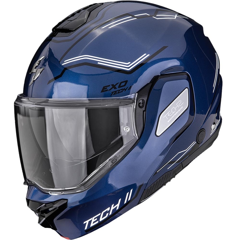 Casco da moto modulare Scorpion EXO-TECH II Dash blu-nero-bianco