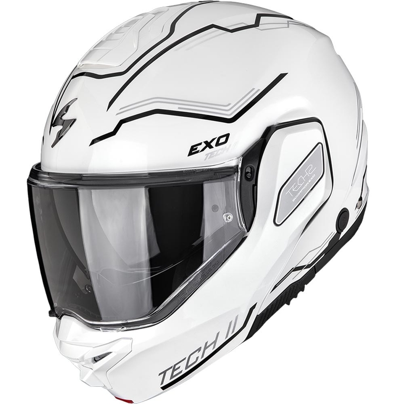 Casco da moto modulare Scorpion EXO-TECH II Dash bianco-argento-nero