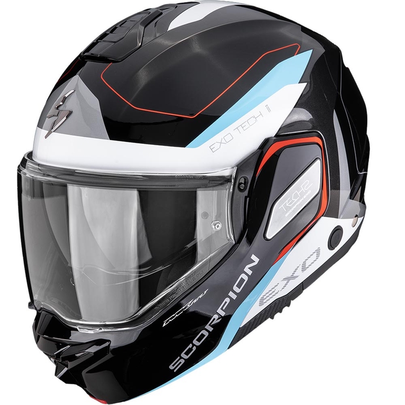 Casco apribile da moto Scorpion EXO-TECH II Passger, nero-bianco-blu