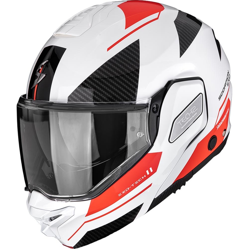 Casco da moto modulare Scorpion EXO-TECH II Void bianco-argento-rosso