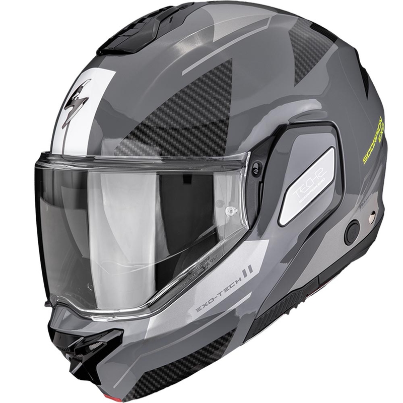 Casco da moto modulare Scorpion EXO-TECH II Void argento-giallo fluo