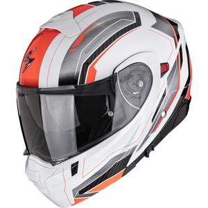 Casco da moto modulare Scorpion EXO-930 EVO Space bianco-argento-rosso