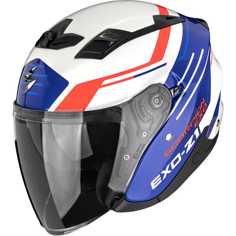 Casco da moto aperto Scorpion EXO-Z1 Prymus bianco-blu-rosso