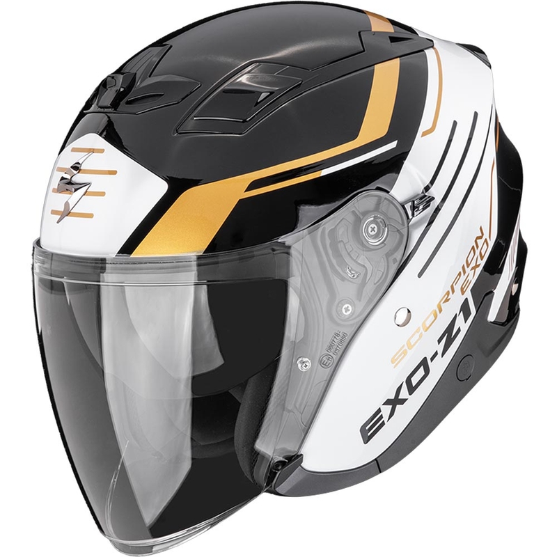 Casco da moto aperto Scorpion EXO-Z1 Prymus nero-bianco-oro