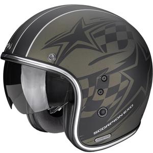 Casco da moto aperto Scorpion Belfast II Flagstone, verde opaco-nero