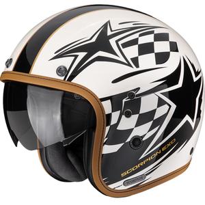 Casco da moto aperto Scorpion Belfast II Flagstone, colore crema-nero