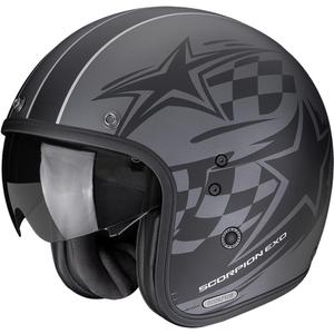 Casco da moto aperto Scorpion Belfast II Flagstone, argento opaco-nero