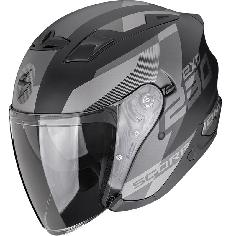 Casco da moto aperto Scorpion EXO-230 Comics, nero opaco-argento