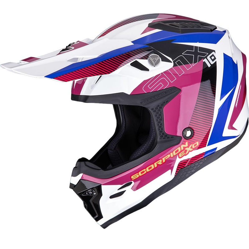 Casco da motocross Scorpion SMX-10 Speed bianco-rosa-blu