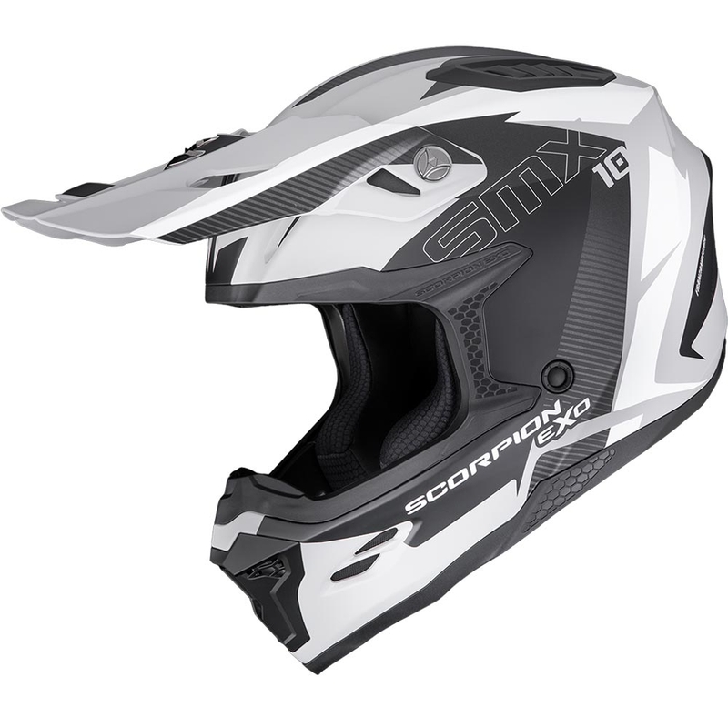 Casco da motocross Scorpion SMX-10 Speed grigio opaco-nero-bianco