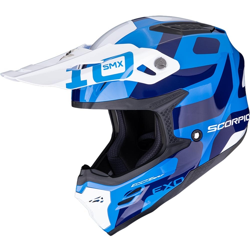 Casco da motocross Scorpion SMX-10 Leap blu-bianco
