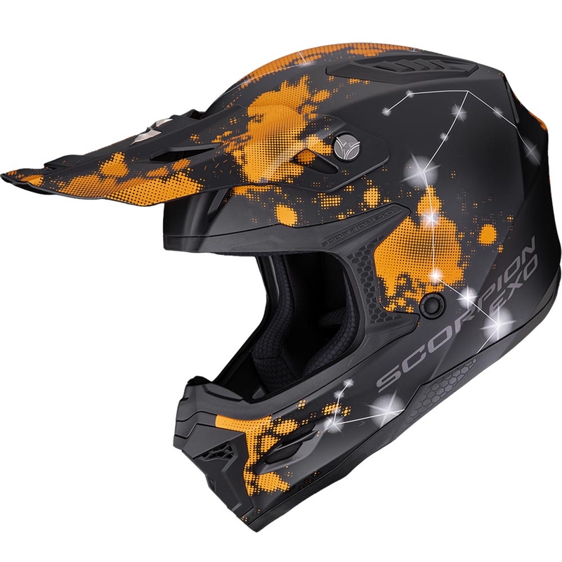 Casco da motocross Scorpion SMX-10 Vibe nero opaco-arancione