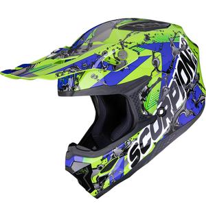 Casco da motocross Scorpion SMX-10 Gasline verde-blu-nero