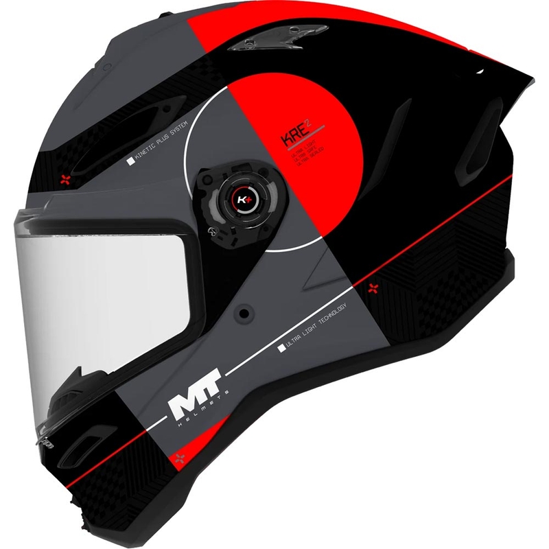 Casco integrale da moto MT KRE 2 Spirit B15 nero opaco-lucido-grigio-rosso