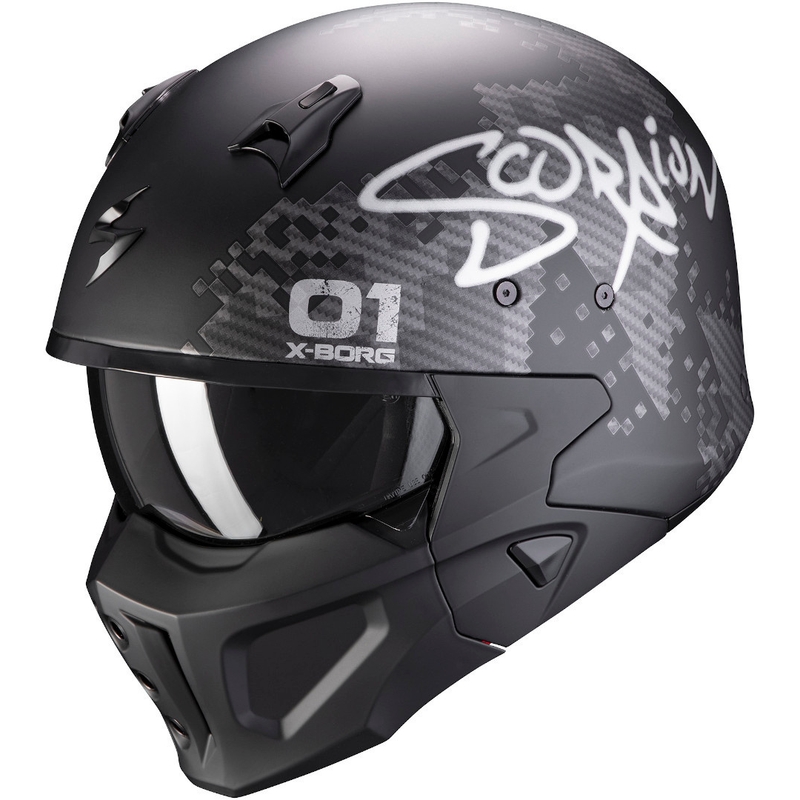 Casco aperto con maschera Scorpion COVERT-X Xborg nero-argento