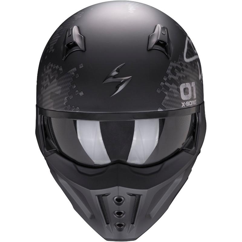 Casco aperto con maschera Scorpion COVERT-X Xborg nero-argento
