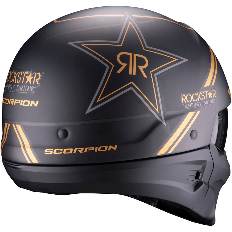 Casco aperto con maschera Scorpion EXO-COMBAT EVO Rockstar nero-oro