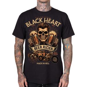 T-shirt nera Black Heart Beer Rider