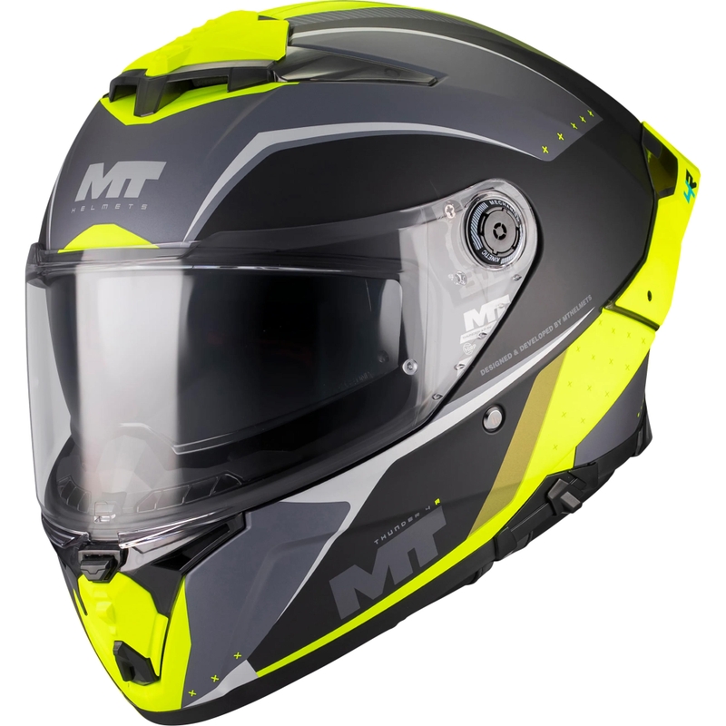 Casco integrale da moto MT Thunder 4 R SV Wind Tunnel B3 nero-grigio-giallo fluo
