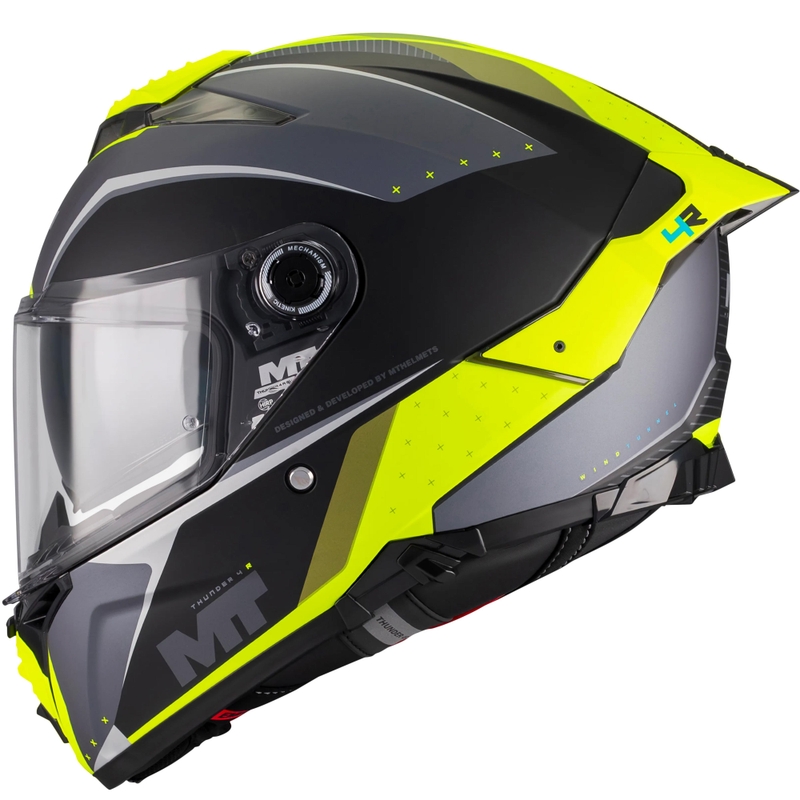Casco integrale da moto MT Thunder 4 R SV Wind Tunnel B3 nero-grigio-giallo fluo