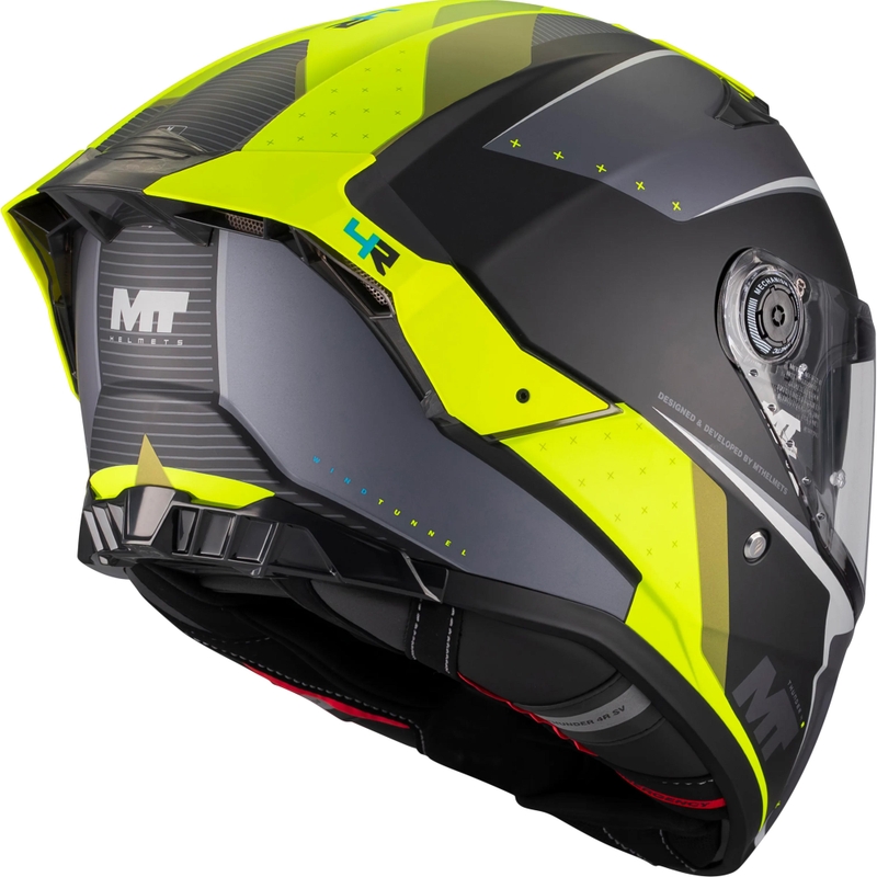 Casco integrale da moto MT Thunder 4 R SV Wind Tunnel B3 nero-grigio-giallo fluo