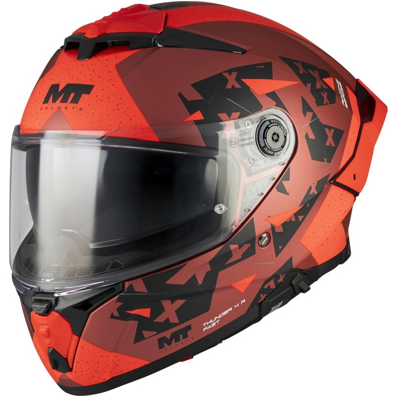 Casco integrale da moto MT Thunder 4 R SV Fast C5 nero opaco-grigio-rosso