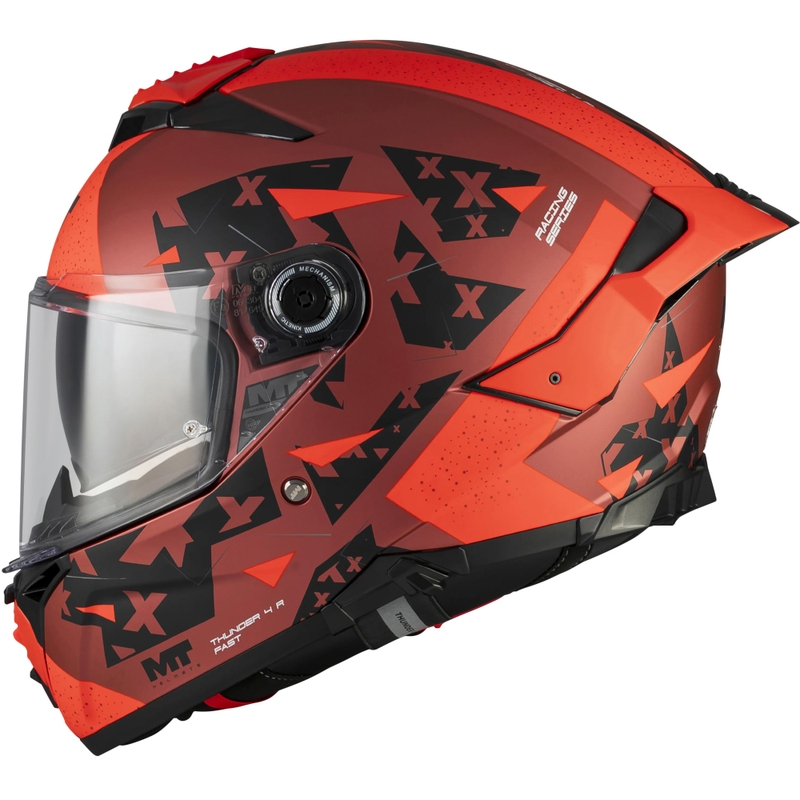 Casco integrale da moto MT Thunder 4 R SV Fast C5 nero opaco-grigio-rosso