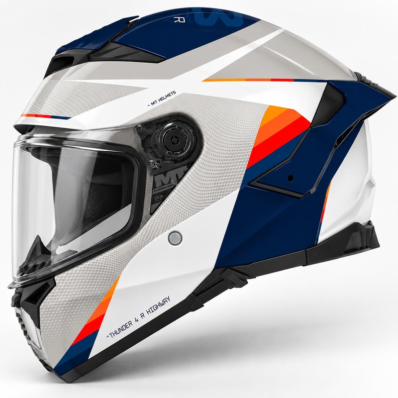 Casco integrale da moto MT Thunder 4 R SV Highway A7 bianco-grigio-blu