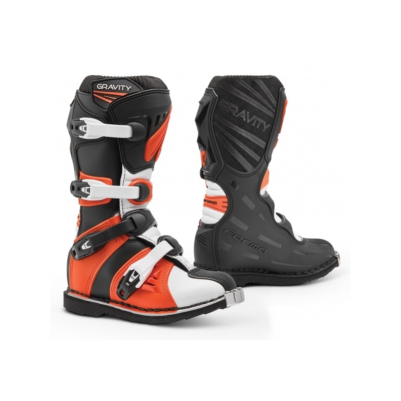 Stivali da moto per bambini Forma Gravity nero-arancio
