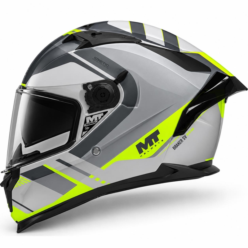 Casco integrale da moto MT Braker SV Inception C2 grigio-giallo fluo