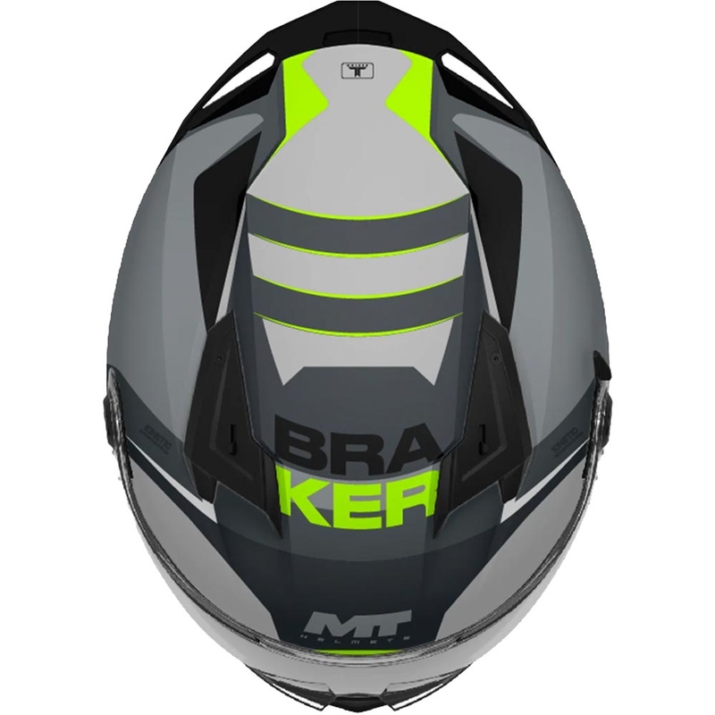 Casco integrale da moto MT Braker SV Inception C2 grigio-giallo fluo