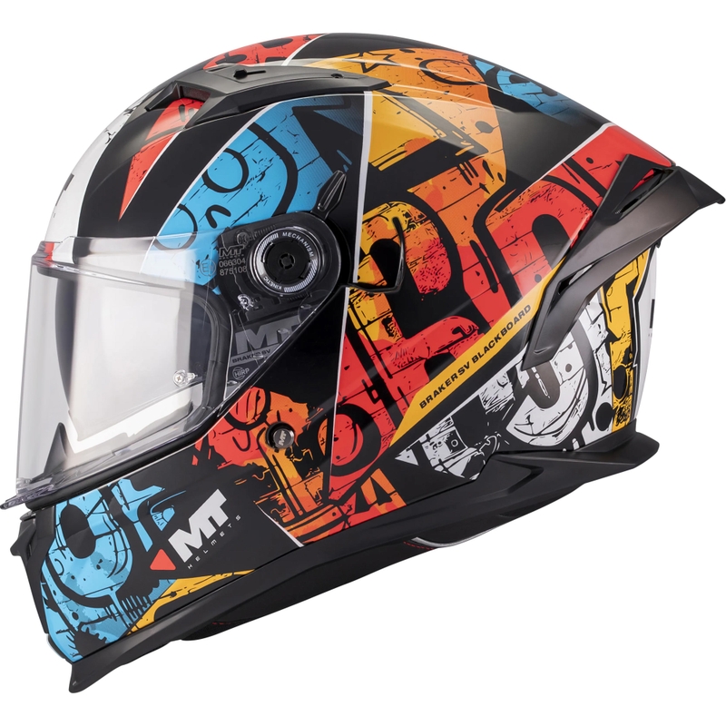 Casco integrale da moto MT Braker SV Blackboard B5 nero-blu-rosso
