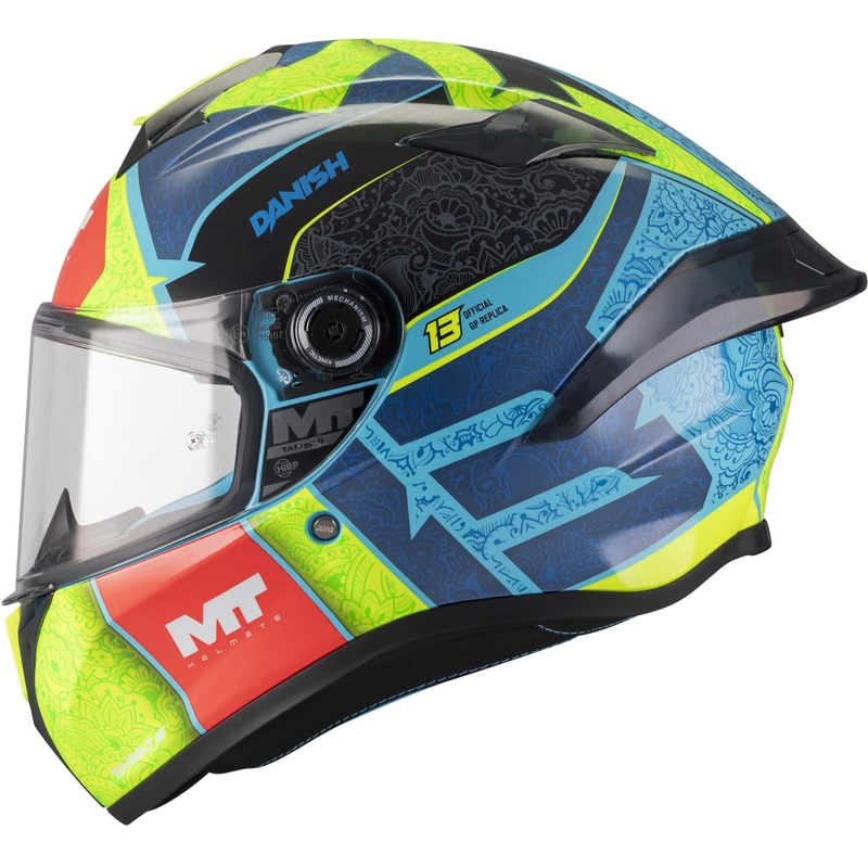 Casco integrale da moto MT Targo S Danish_26_Brasil C3 blu-fluo giallo-rosso