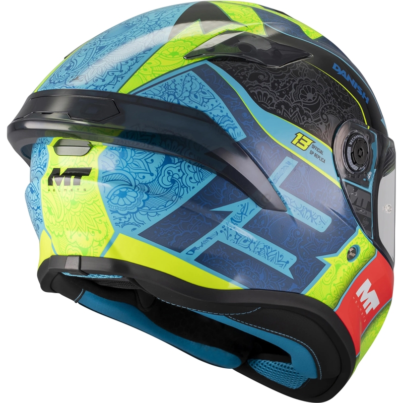 Casco integrale da moto MT Targo S Danish_26_Brasil C3 blu-fluo giallo-rosso