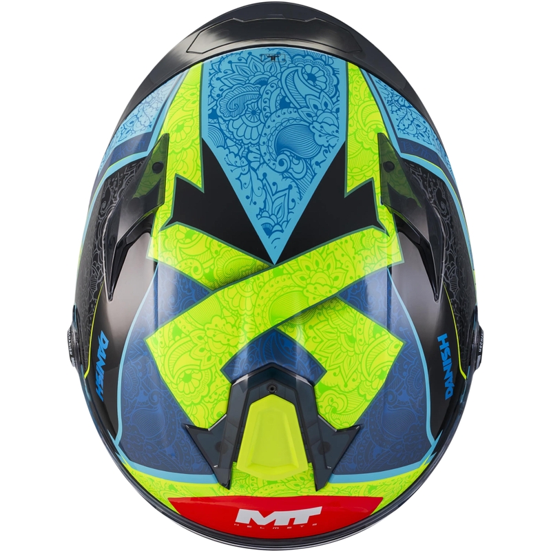 Casco integrale da moto MT Targo S Danish_26_Brasil C3 blu-fluo giallo-rosso