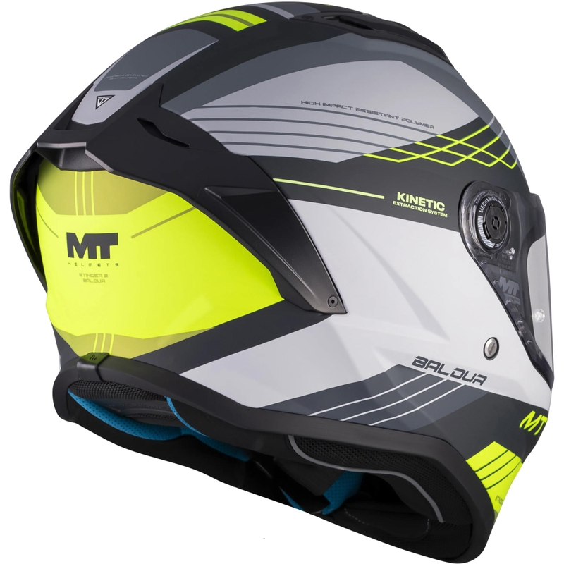 Casco integrale da moto MT Stinger 2 Baldur C3 nero-grigio-giallo fluo