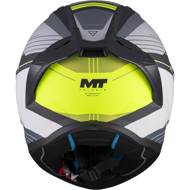 Casco integrale da moto MT Stinger 2 Baldur C3 nero-grigio-giallo fluo