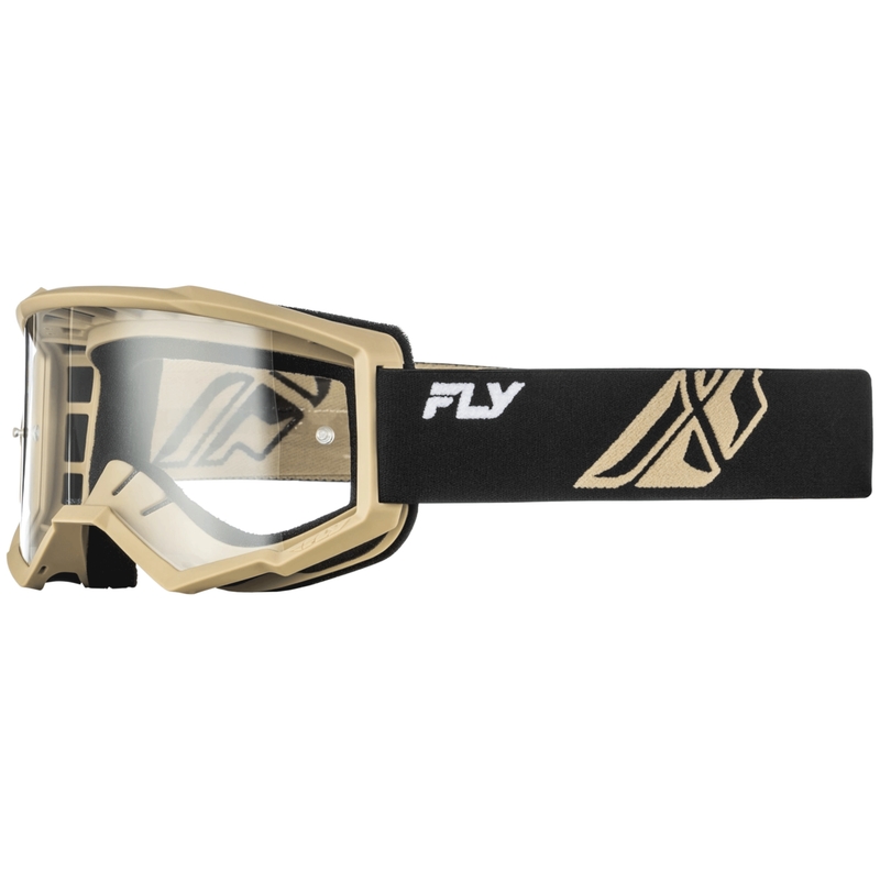 Occhiali da motocross Fly Racing Focus neri-kaki con plexiglass trasparente