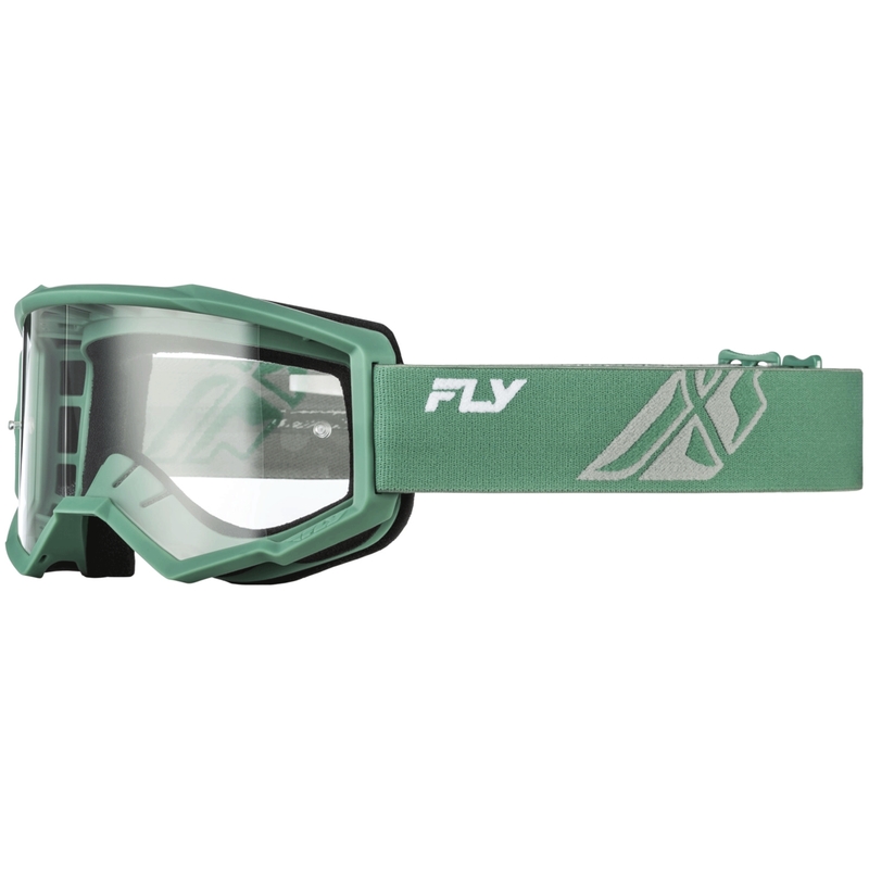 Occhiali da motocross Fly Racing Focus verdi con lenti trasparenti