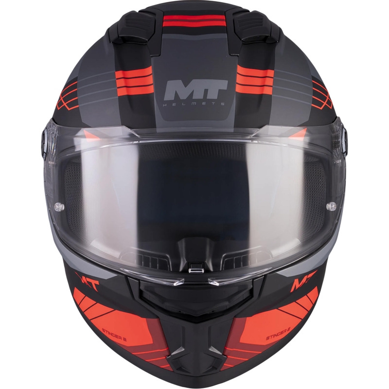 Casco integrale da moto MT Stinger 2 Baldur C15 nero opaco-grigio-rosso