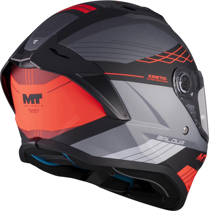 Casco integrale da moto MT Stinger 2 Baldur C15 nero opaco-grigio-rosso