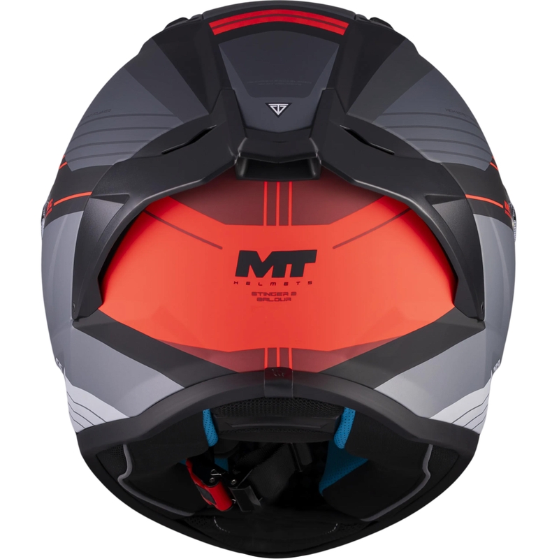 Casco integrale da moto MT Stinger 2 Baldur C15 nero opaco-grigio-rosso