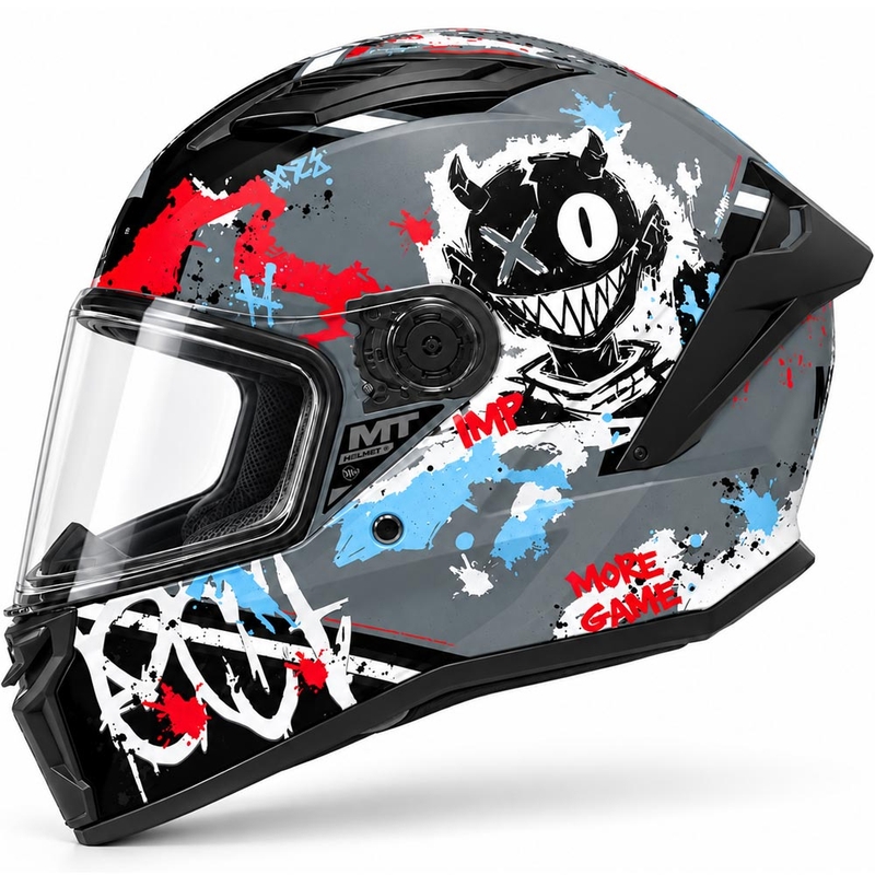 Casco integrale da moto MT Stinger 2 IMP C5 nero opaco-grigio-rosso
