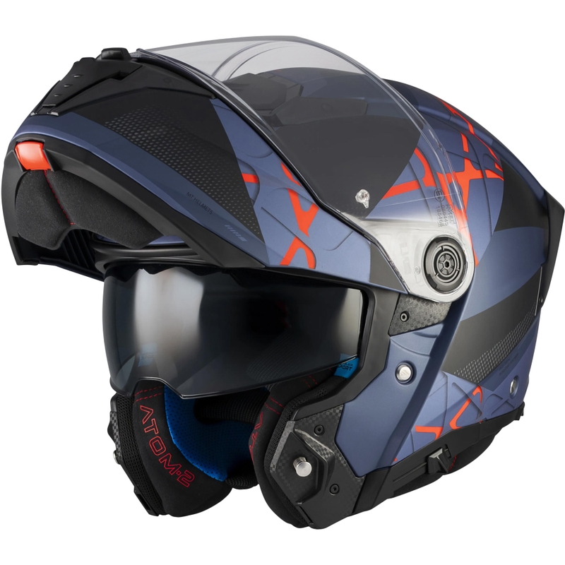 Casco da moto modulare MT Atom 2 SV Change C17 nero opaco-blu